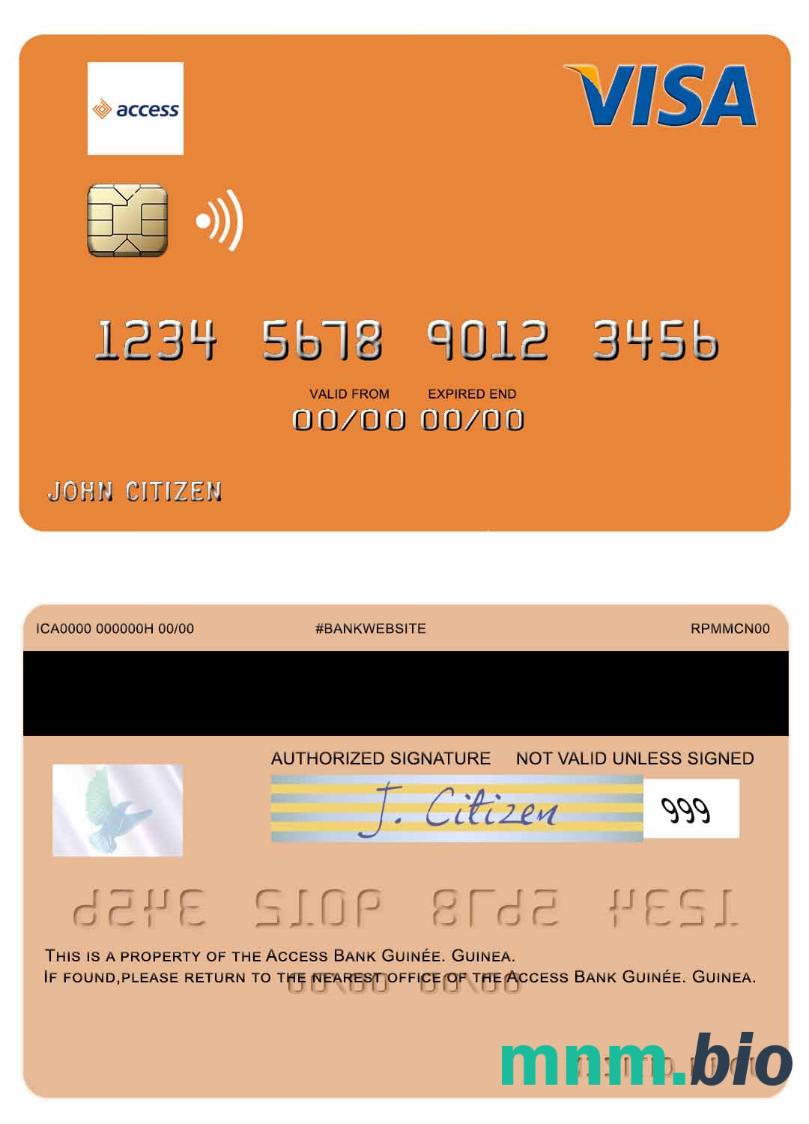 Guinea Access Bank Guinée visa debet karta przykład w formacie PSD